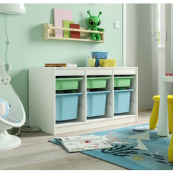 Стеллаж Ikea Trofast 6 контейнеров 99x44x56 (Белый/Светло-зеленый/Голубой)