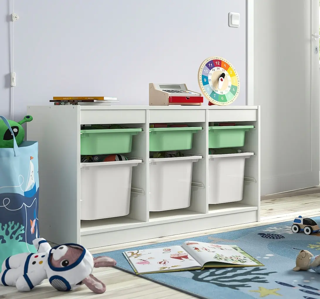 Стеллаж Ikea Trofast 6 контейнеров 99x44x56 (Белый/Светло-зеленый)