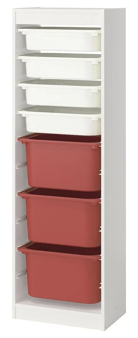 Стеллаж Ikea Trofast 7 контейнеров 46x30x145 (Белый/Красный)