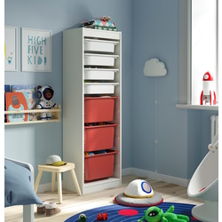 Стеллаж Ikea Trofast 7 контейнеров 46x30x145 (Белый/Красный)