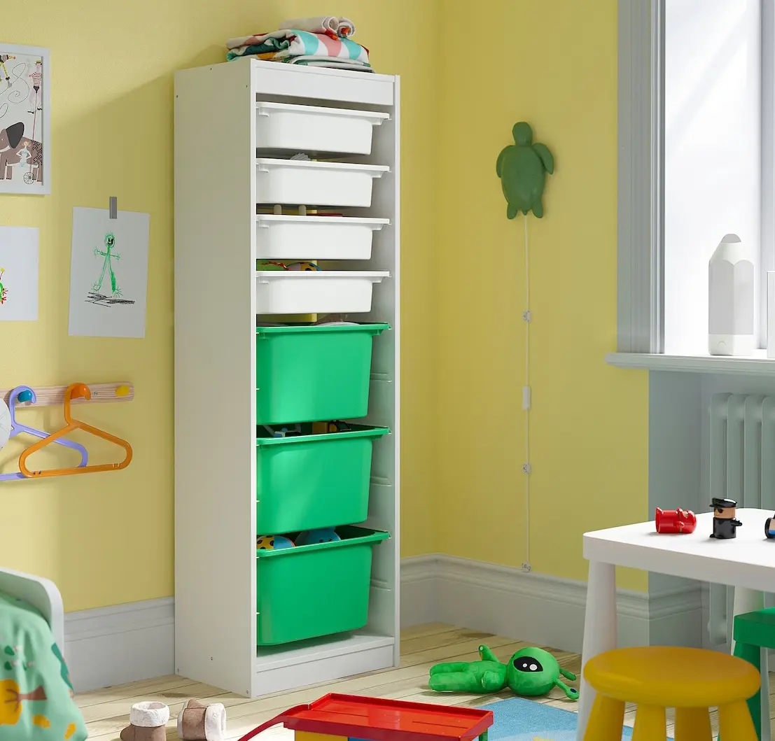Etajera Ikea Trofast 7 cutii 46x30x145 (Alb/Verde)