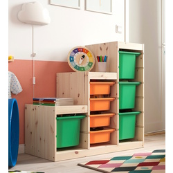 Стеллаж Ikea Trofast 8 контейнеров 94x44x91 (Сосна/Оранжевый/Зеленый)