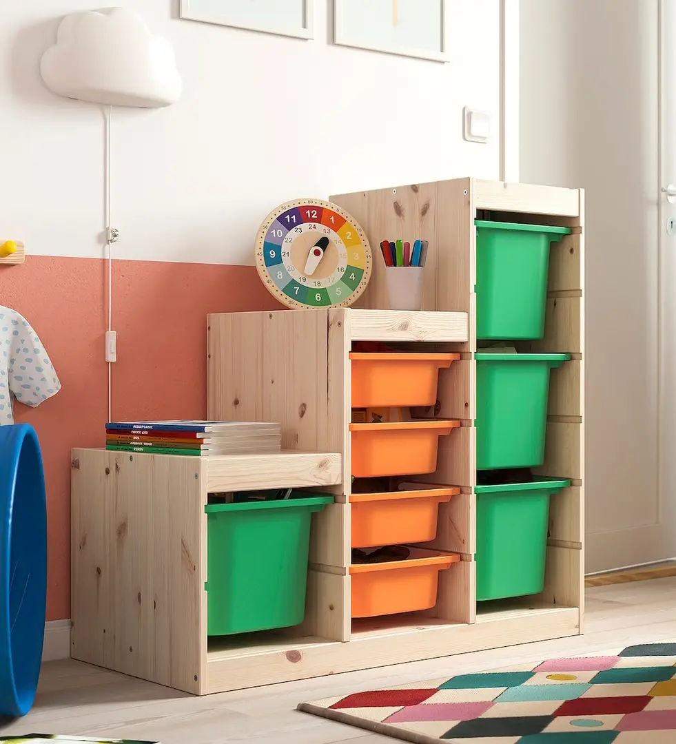 Etajera Ikea Trofast 8 cutii 94x44x91 (Pin/Portocaliu/Verde)