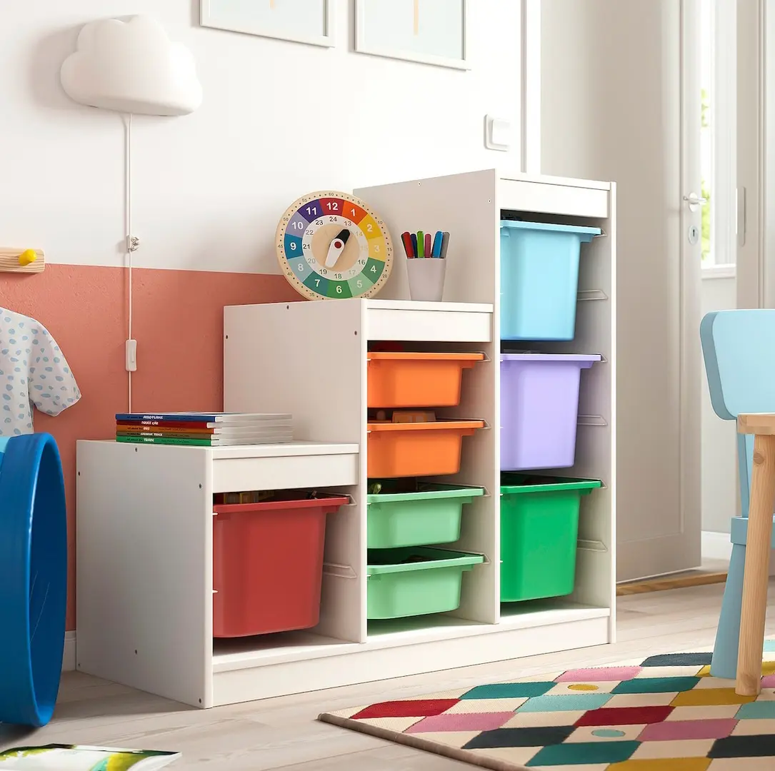 Etajera Ikea Trofast 8 cutii 99x44x94 (Alb/Multicolor)