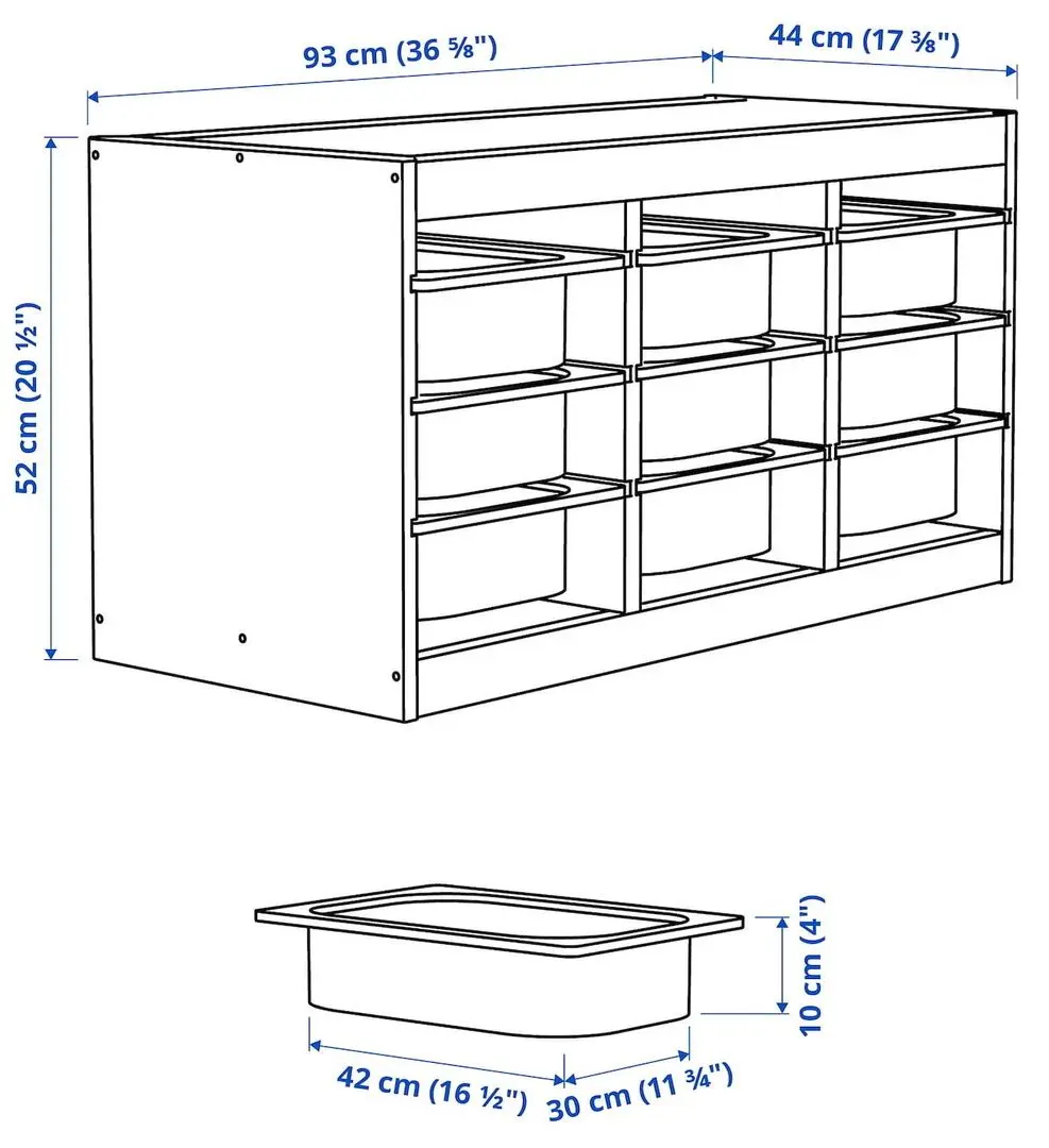 Etajera Ikea Trofast 9 containere 93x44x52 (Natural/Portocaliu-deschis)