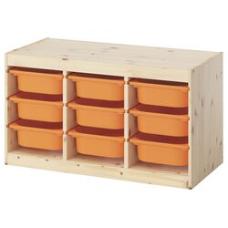 Etajera Ikea Trofast 9 containere 93x44x52 (Natural/Portocaliu-deschis) Thumb