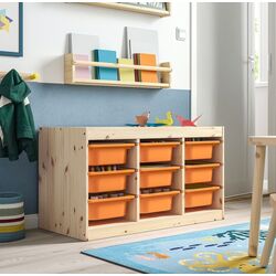 Etajera Ikea Trofast 9 containere 93x44x52 (Natural/Portocaliu-deschis)
