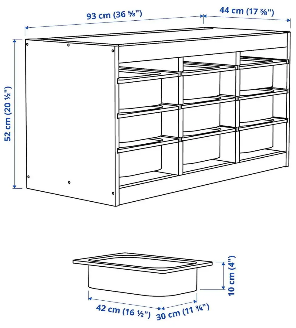 Etajera Ikea Trofast 9 containere 93x44x52 (Natural/ Verde-deschis)
