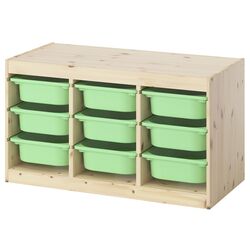 Etajera Ikea Trofast 9 containere 93x44x52 (Natural/ Verde-deschis) Thumb