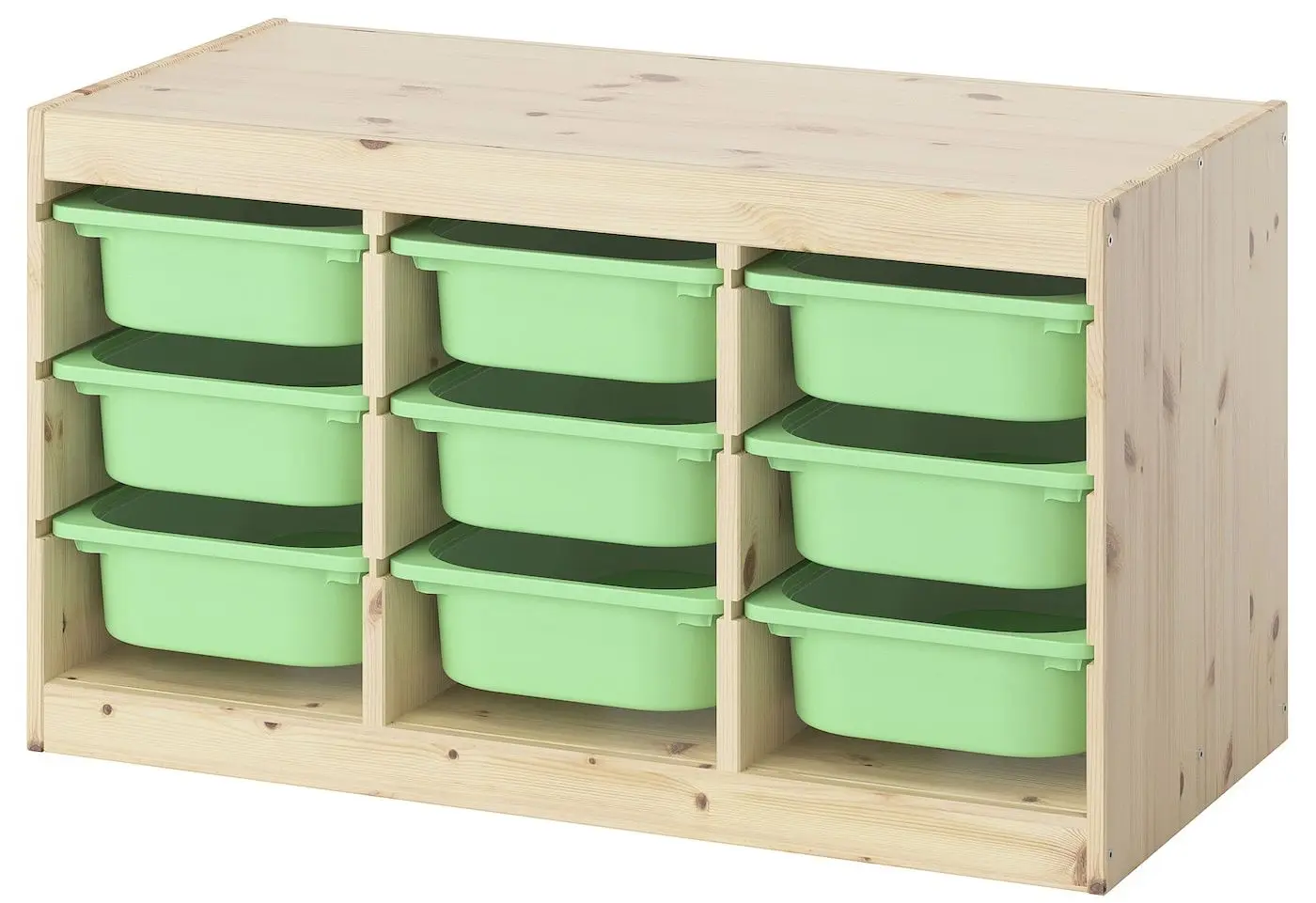 Etajera Ikea Trofast 9 containere 93x44x52 (Natural/ Verde-deschis)