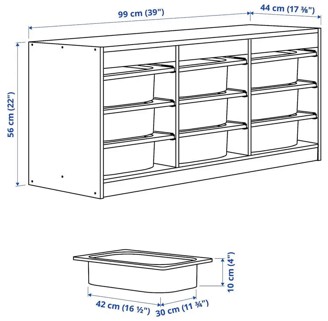 Etajera Ikea Trofast 9 containere 99x44x56 (Alb/Portocaliu-deschis)