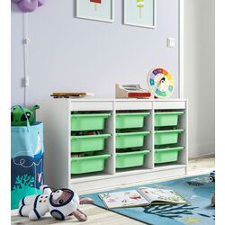 Etajera Ikea Trofast 9 containere 99x44x56 (Alb/Verde-deschis)