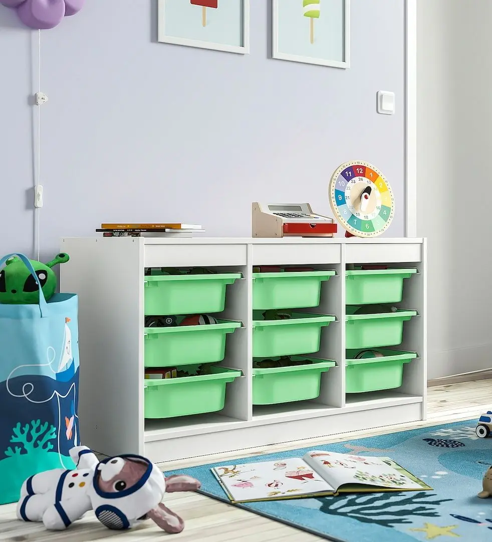 Etajera Ikea Trofast 9 containere 99x44x56 (Alb/Verde-deschis)