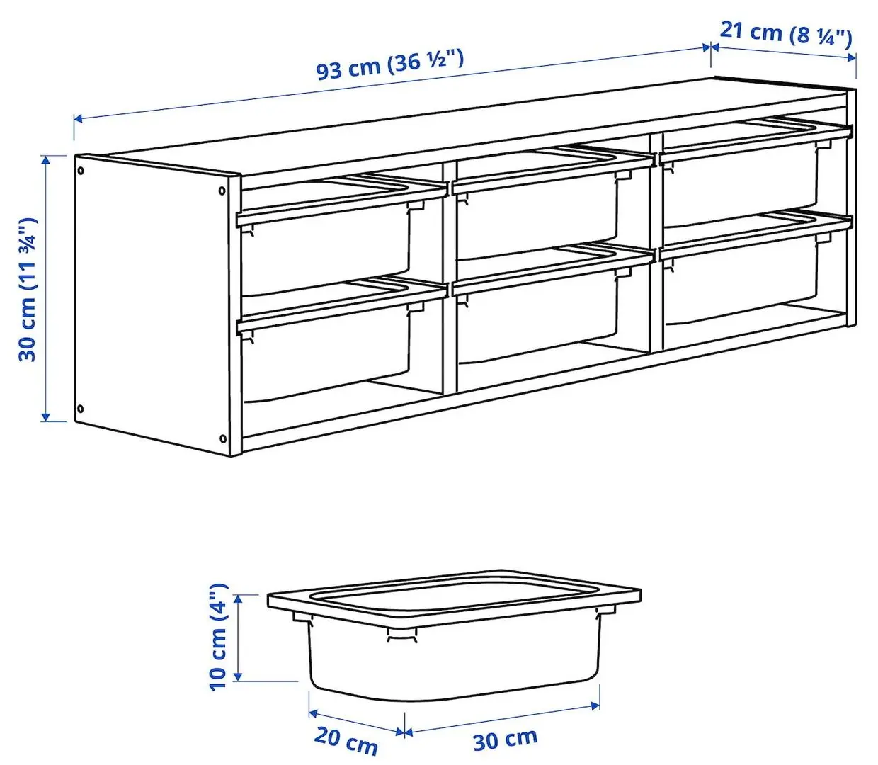 Стеллаж навесной Ikea Trofast 93x30 (Сосна)