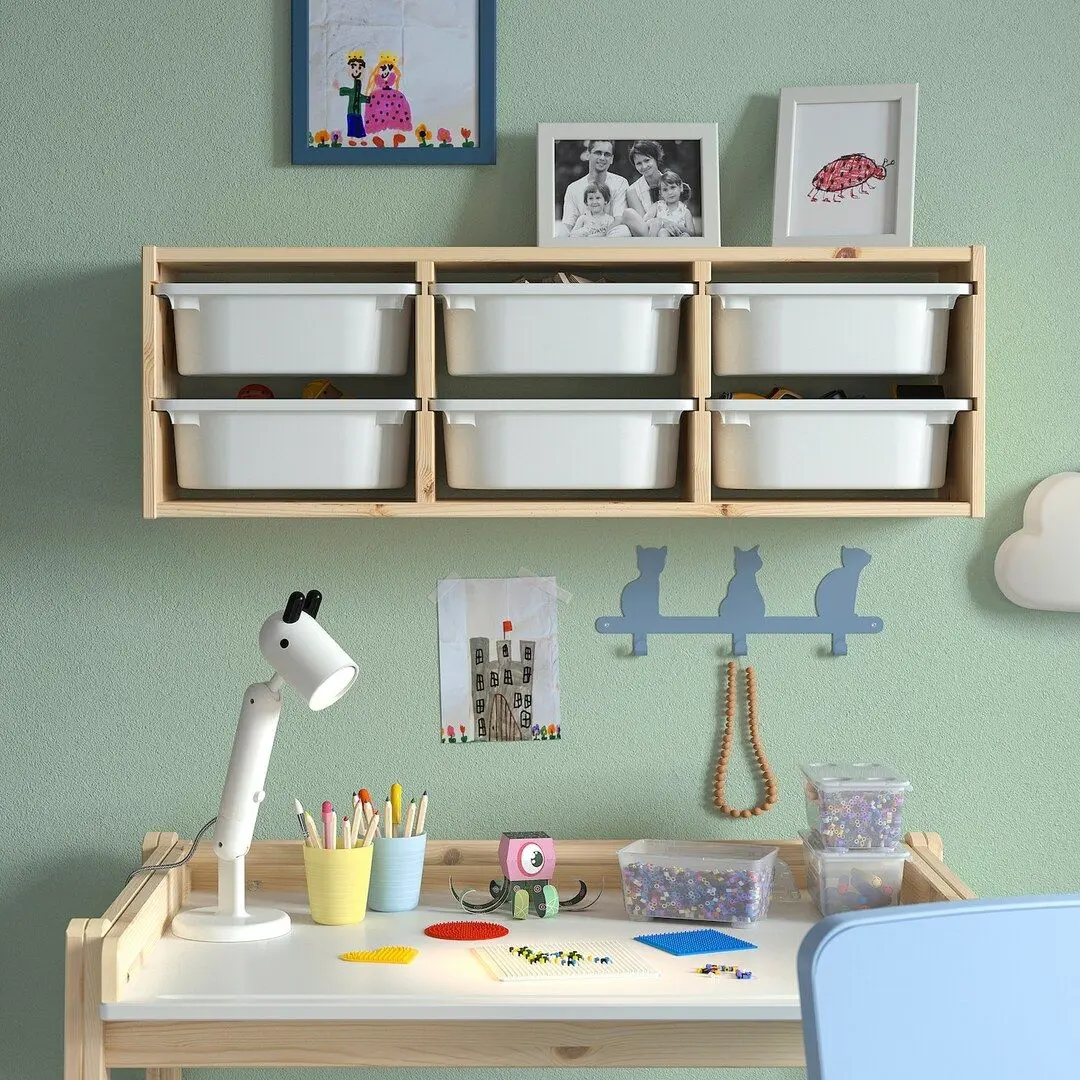 Стеллаж навесной Ikea Trofast 93x30 (Сосна)