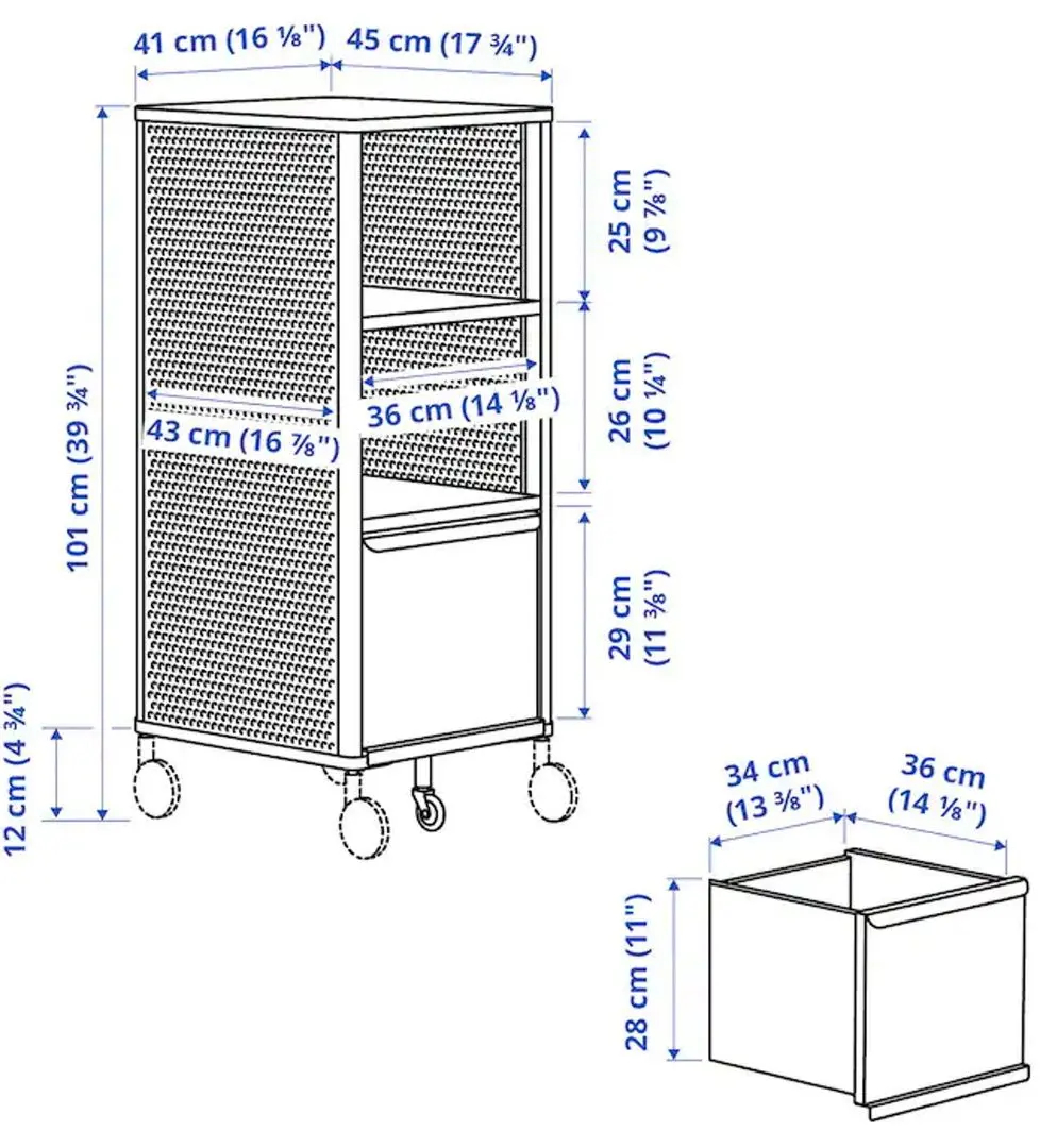 Tumba Ikea Bekant cu rotile/plasa de sarma 41x101 (Negru) - 9