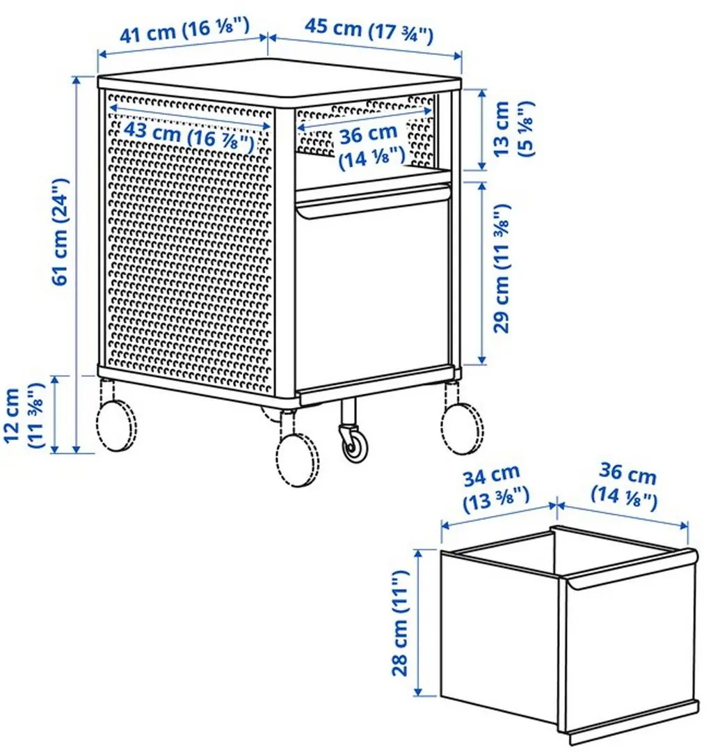 Tumba Ikea Bekant cu rotile/plasa de sarma 41x61 (Alb) - 7
