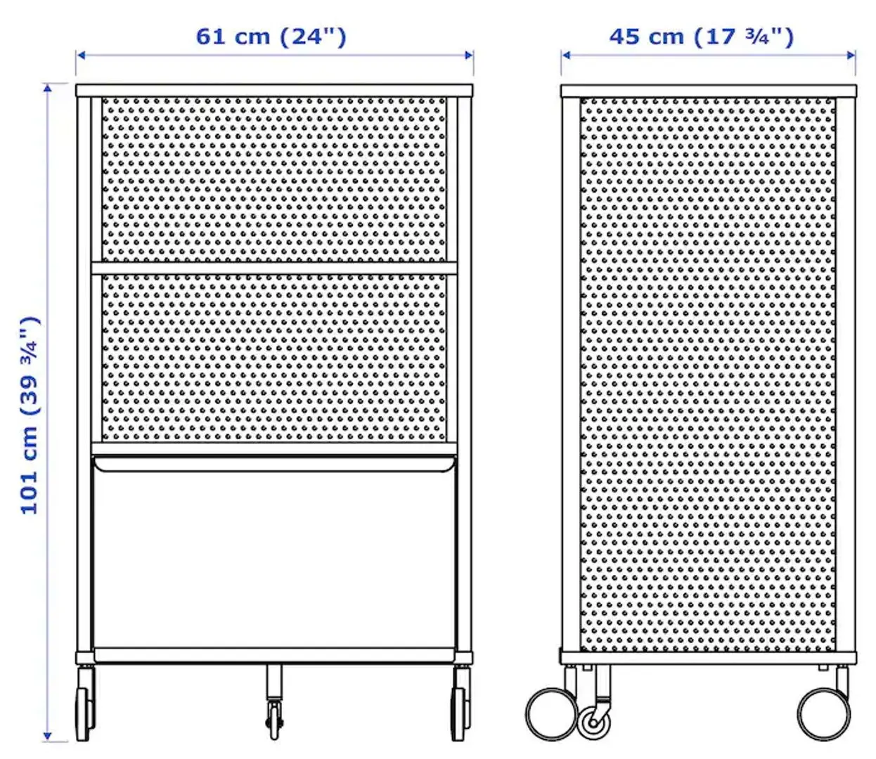 Tumba Ikea Bekant cu rotile/plasa de sarma 61x101 (Alb) - 7