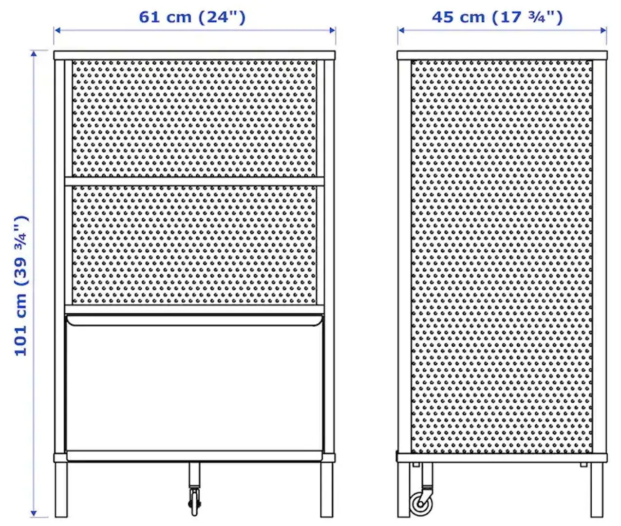 Tumba Ikea Bekant cu incuietoare/plasa de sarma/4 roti 61x101 (Alb) - 2