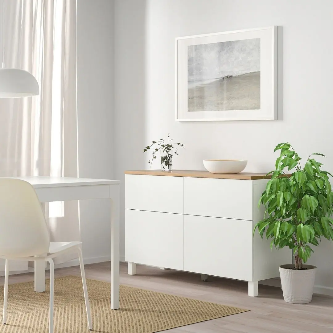 Тумба Ikea Besta дверцы/ящики/плавно-закрывающиеся направляющие 120x42x76 (Белый/Лаппвикен/Стуббарп Белый) - 2