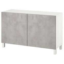 Tumba Ikea Besta cu usi 120x42x74 (Alb Kallviken/Gri Aspect Beton)