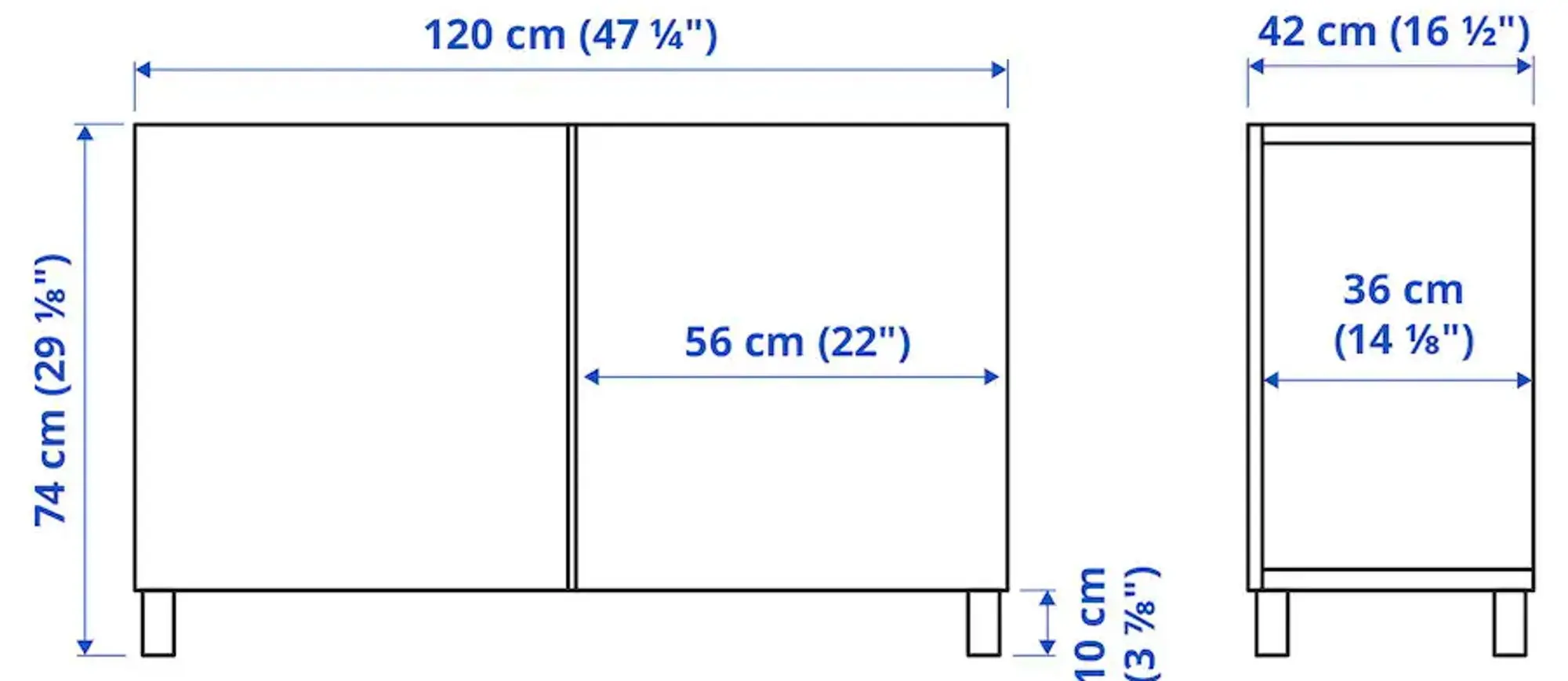 Tumba Ikea Besta cu usi 120x42x74 (Alb Kallviken/Gri Aspect Beton)