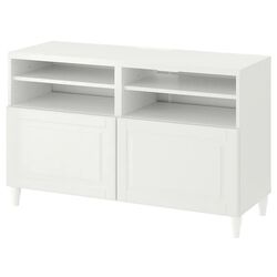 Тумба РТВ Ikea Besta с дверцами 120x42x74 (Белый/Смевикен/Каббарп Белый)