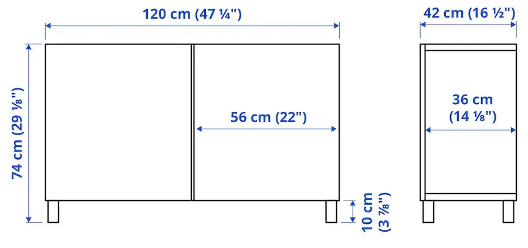 Tumba Ikea Besta cu usi 120x42x74 (Alb/Vasterviken/Stubbarp Gri Inchis)