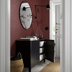 Tumba Ikea Besta cu usi 120x42x74 (Negru-maro/Riksviken/Stubbarp Aspect Cositor Mat Inchis) Thumb
