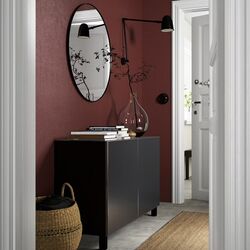 Tumba Ikea Besta cu usi 120x42x74 (Negru-maro/Riksviken/Stubbarp Aspect Cositor Mat Inchis) Thumb