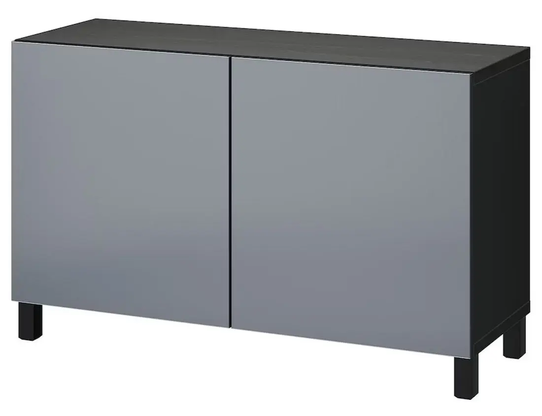 Tumba Ikea Besta cu usi 120x42x74 (Negru-maro/Riksviken/Stubbarp Aspect Cositor Mat Inchis)