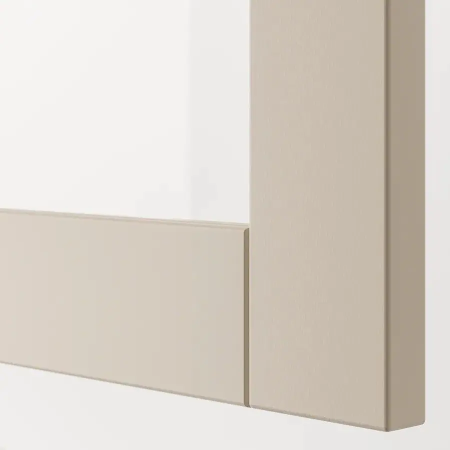 Буфет Ikea Besta с дверцами 180x42x112 (Белый Лаппвикен/Светло-серо-бежевый/Прозрачное Стекло)