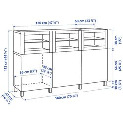 Буфет Ikea Besta с дверцами 180x42x112 (Белый Лаппвикен/Светло-серо-бежевый/Прозрачное Стекло) Thumb