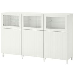 Bufet Ikea Besta cu usi 180x42x112 (Alb/Sutterviken/Kabbarp Sticla Alb)