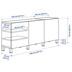 Тумба Ikea Besta с дверцами 180x42x74 (Белый Сельсвикен/Стуббарп/Глянцевый Серо-синий Светлый) Thumb