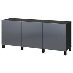 Tumba Ikea Besta cu usi 180x42x74 (Negru-maro/Riksviken/Stubbarp Aspect Cositor Mat Inchis)