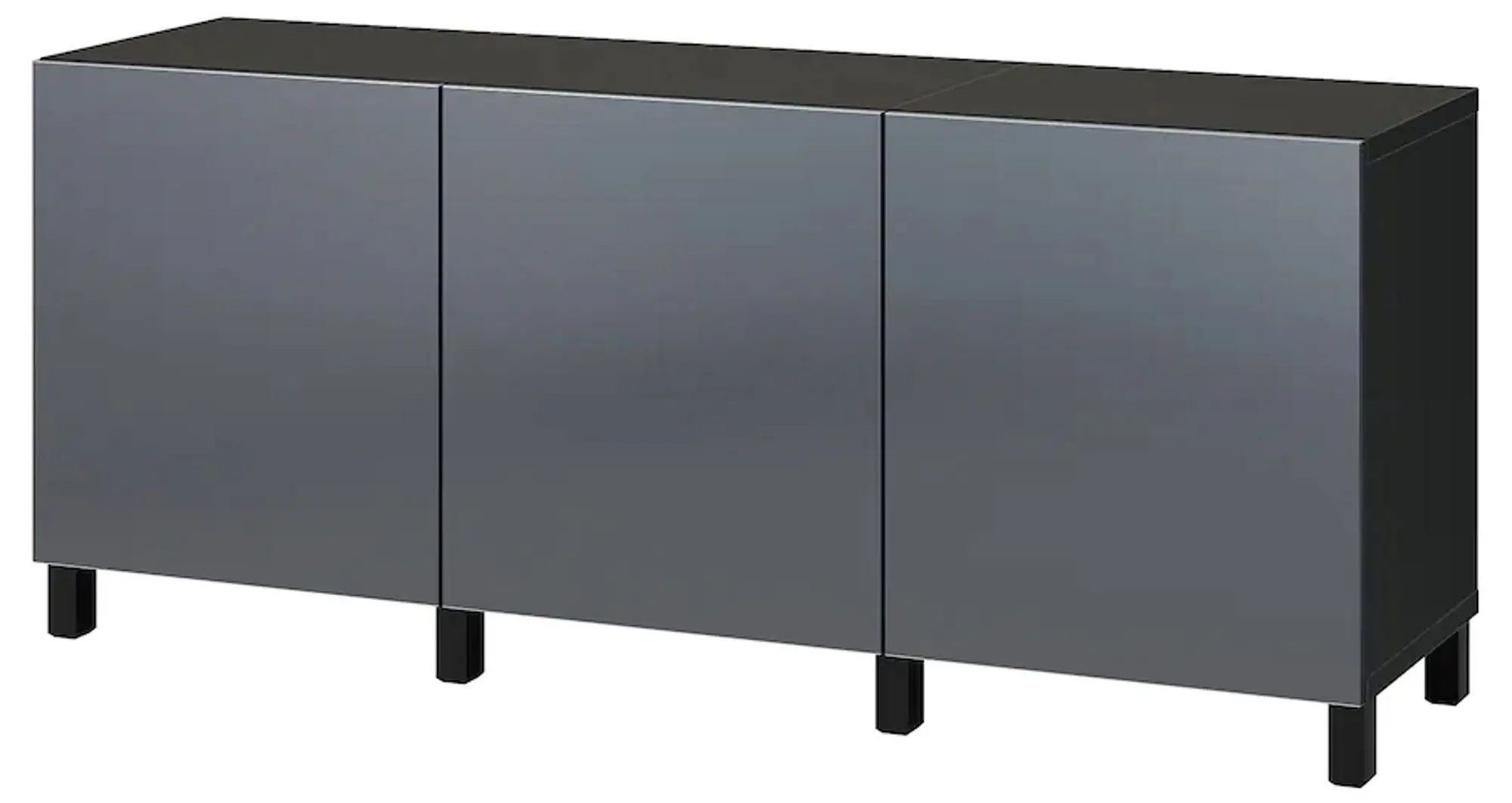 Tumba Ikea Besta cu usi 180x42x74 (Negru-maro/Riksviken/Stubbarp Aspect Cositor Mat Inchis)