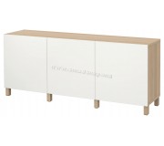 Тумба Ikea Besta с дверцами 180x42x74 (Под Беленый Дуб/Лаппвикен Белый)