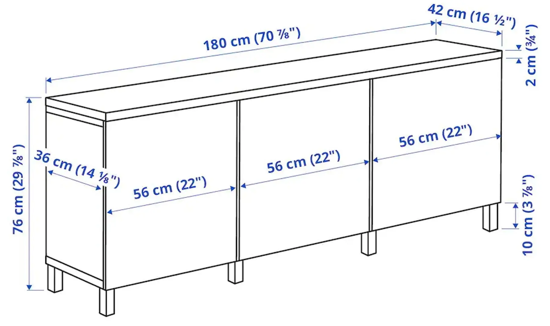 Tumba Ikea Besta cu usi 180x42x76 (Alb/Lappviken/Stubbarp Alb)