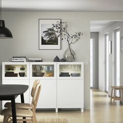 Буфет Ikea Besta/Lappviken/Sindvik прозрачное стекло 180x42x112 (Белый) Thumb