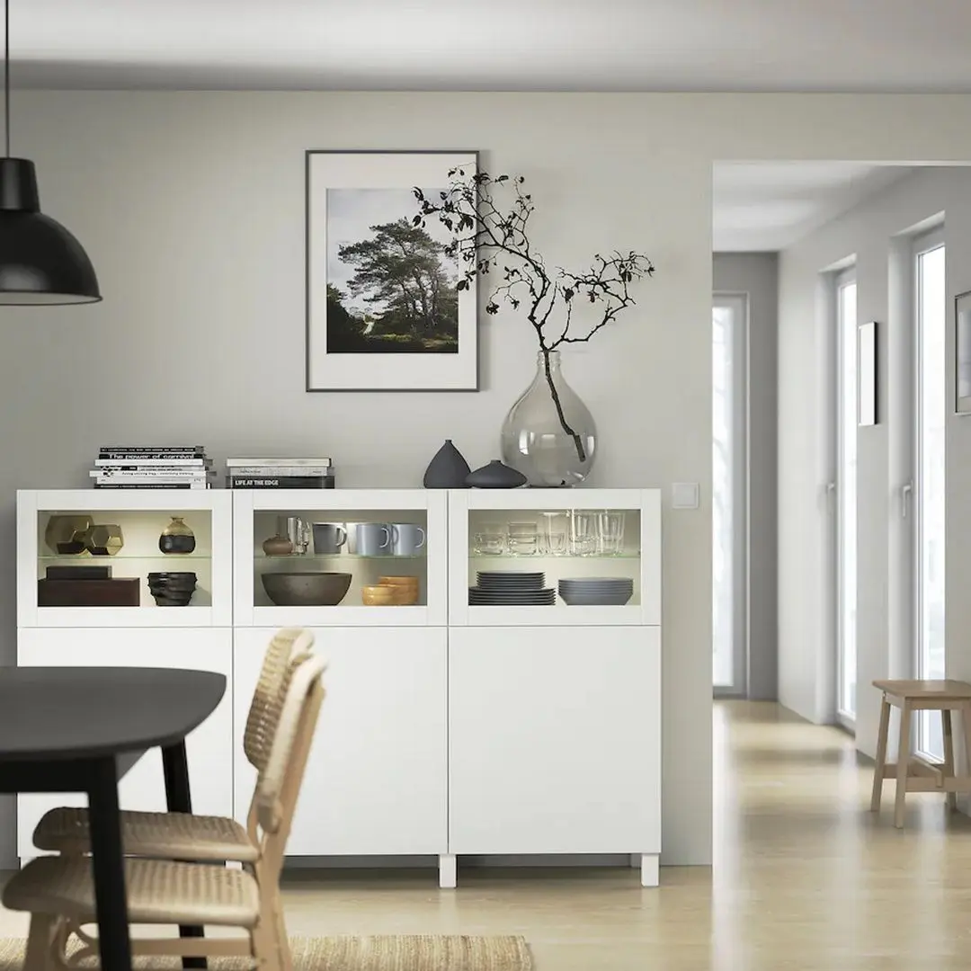 Буфет Ikea Besta/Lappviken/Sindvik прозрачное стекло 180x42x112 (Белый) - 6