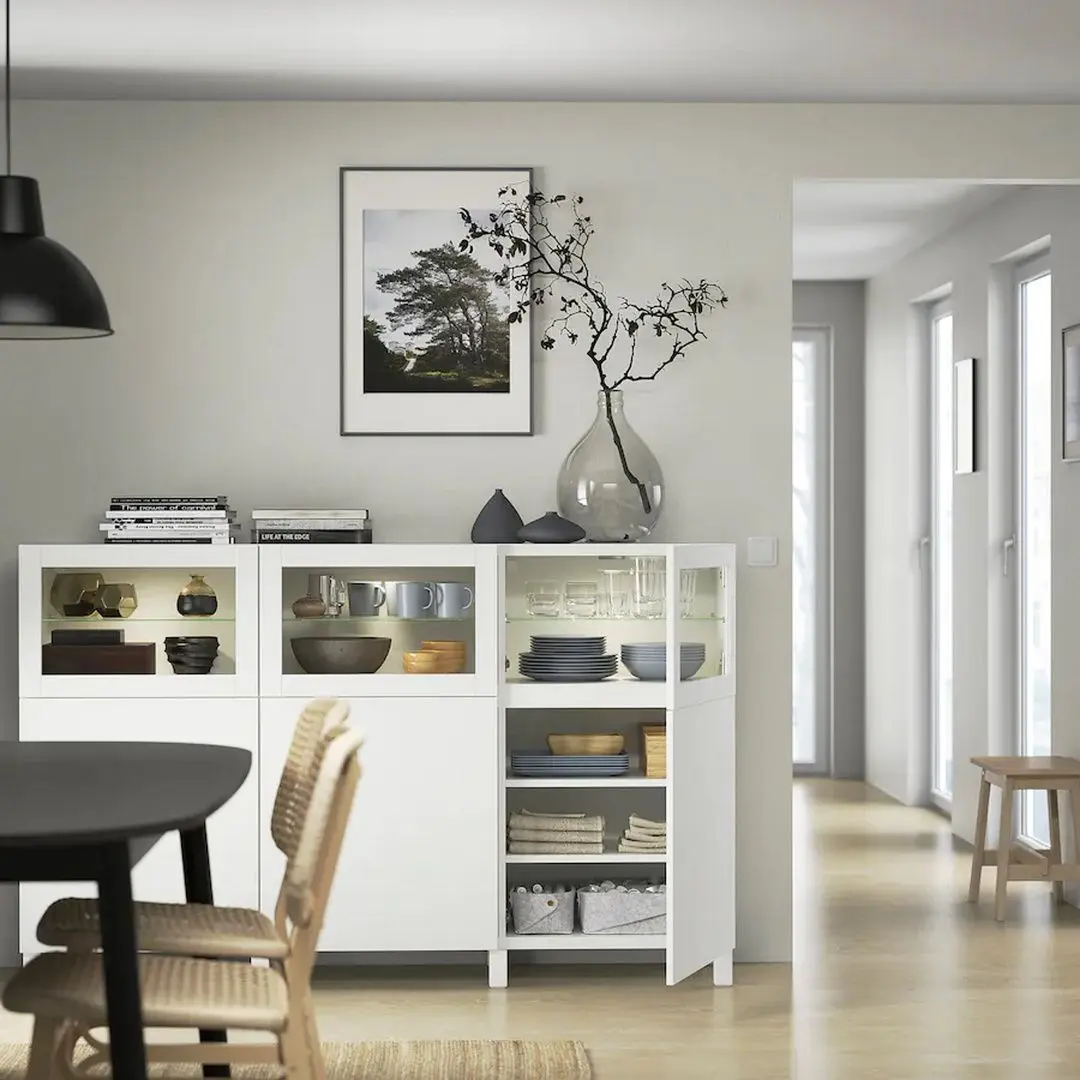 Буфет Ikea Besta/Lappviken/Sindvik прозрачное стекло 180x42x112 (Белый) - 7