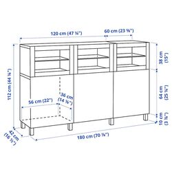 Буфет Ikea Besta/Lappviken/Sindvik прозрачное стекло 180x42x112 (Белый) Thumb