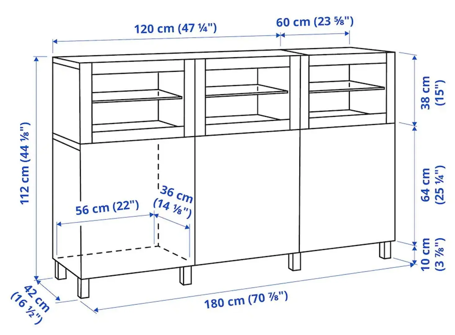 Буфет Ikea Besta/Lappviken/Sindvik прозрачное стекло 180x42x112 (Белый) - 8