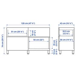 Tumba Ikea Besta cu usi/sertare 120x42x74 (Alb Selsviken/Stallarp/Lucios Gri Deschis-Bleu) Thumb