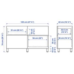 Tumba Ikea Besta cu usi/sertare 120x42x74 (Alb Selsviken/Stallarp/Lucios/Gri Deschis-bleu) Thumb