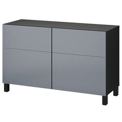 Tumba Ikea Besta cu usi/sertare/sină sertar închidere lină 120x42x74 (Negru-maro/Riksviken/Stubbarp Aspect Cositor Mat Inchis)