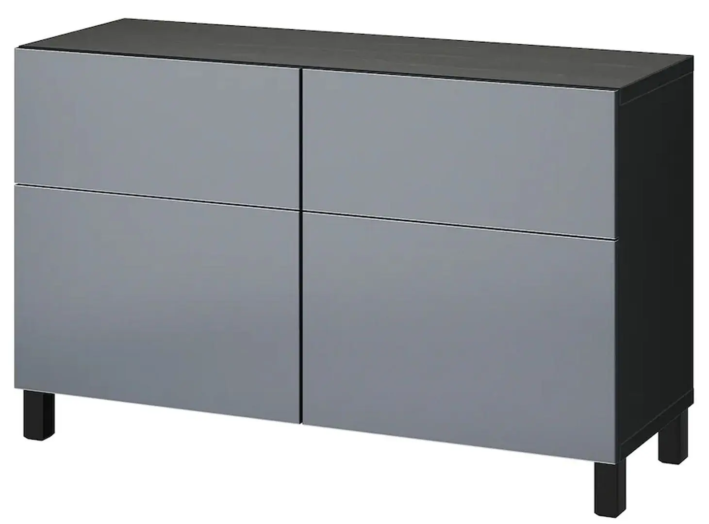 Тумба Ikea Besta с дверцами/ящиками/плавно-закрывающиеся направляющие 120x42x74 (Черно-коричневый/Риксвик/Стуббарп Под Брашированное Темное Олово)