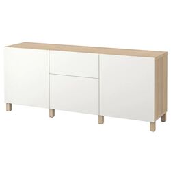 Тумба Ikea Besta с ящиками 180x40x74 (Под Беленый Дуб/Лаппвикен Белый)
