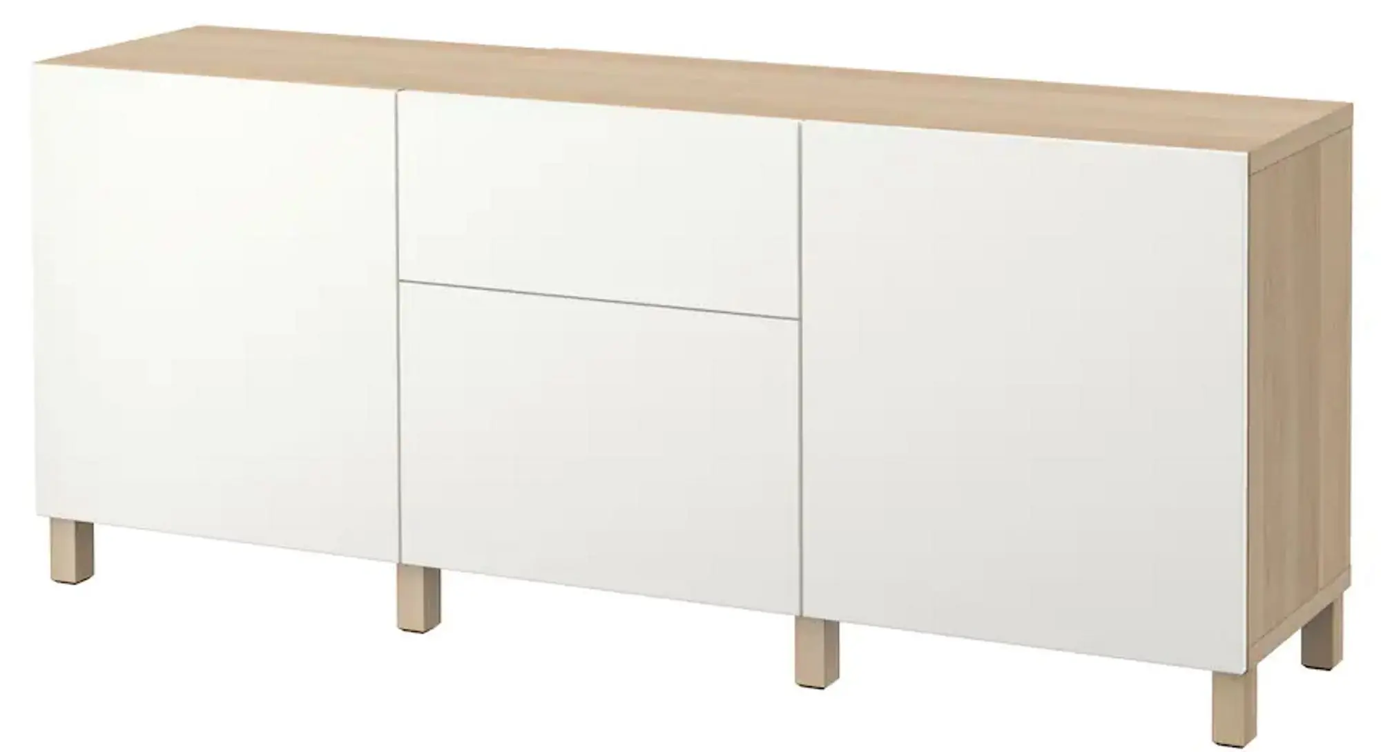 Tumba Ikea Besta cu sertare 180x40x74 (Aspect Stejar Antichizat/Lappviken Alb)